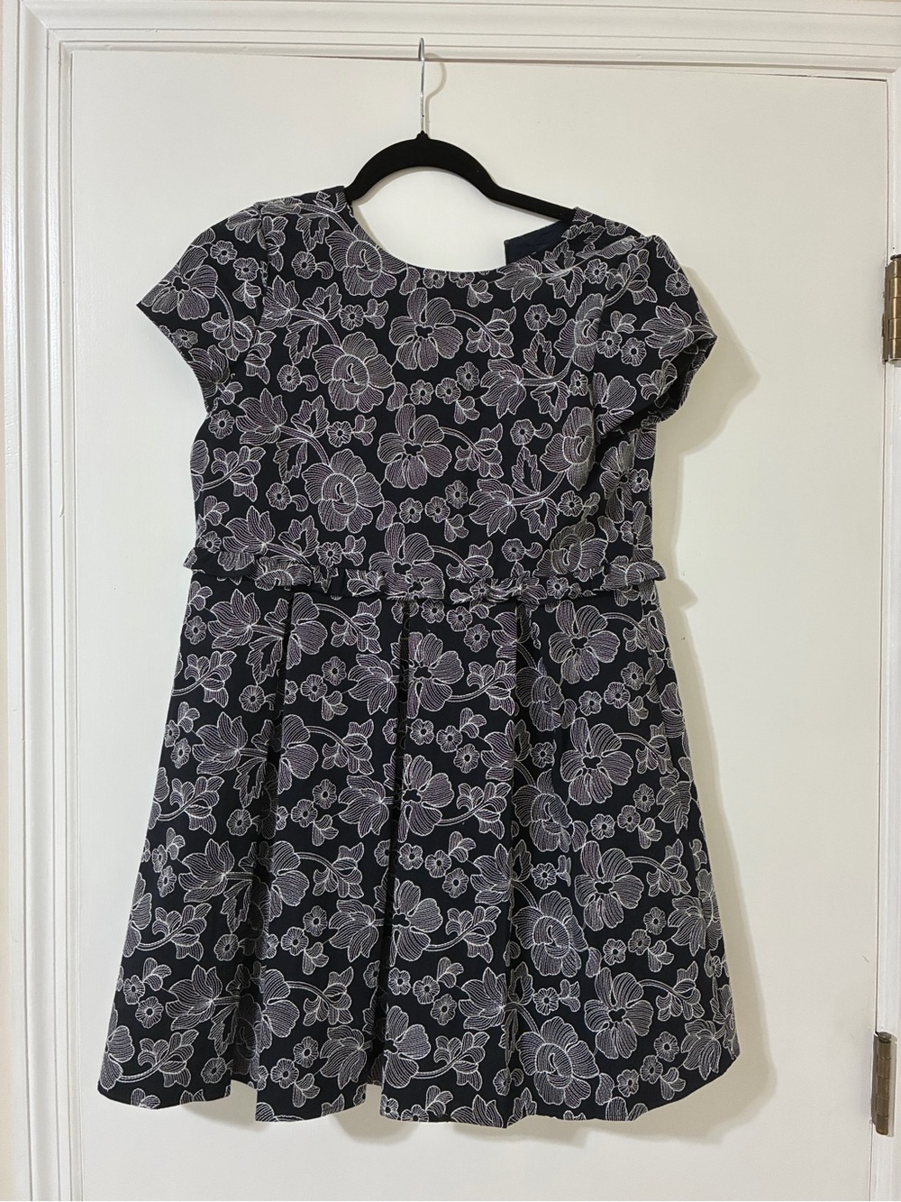 Brooks Brothers Black Dress with White Floral Outline